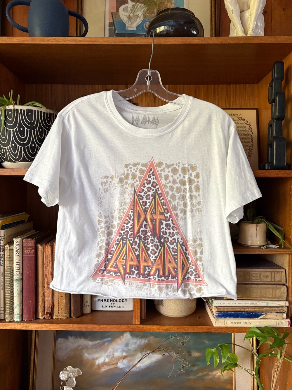 Def Leppard Cropped Band Tee M 100% Cotton